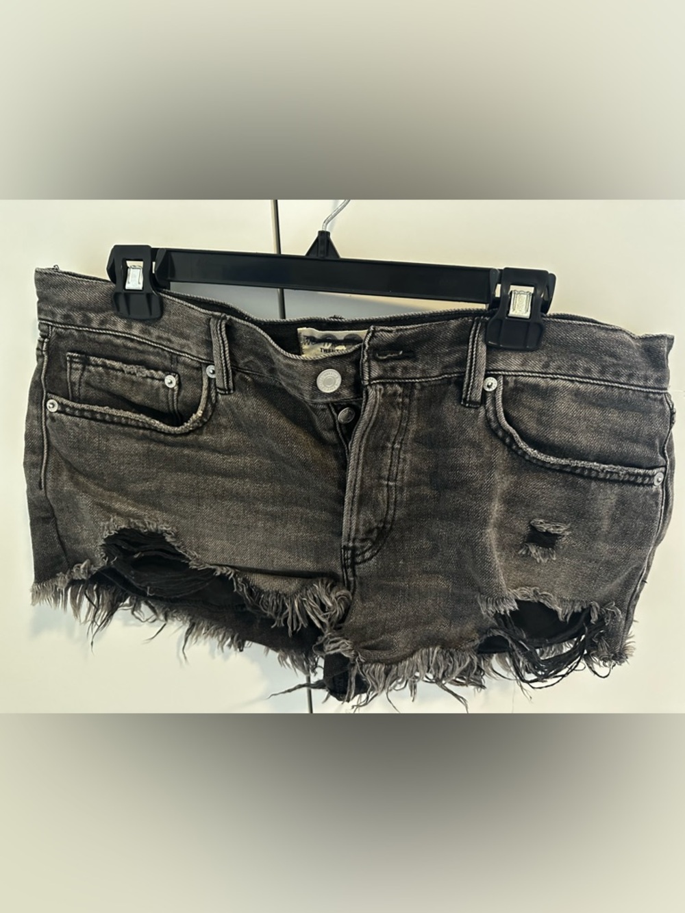 Free People We The Free Loving Good Vibrations Cutoffs Black Shorts Size 29 NWT